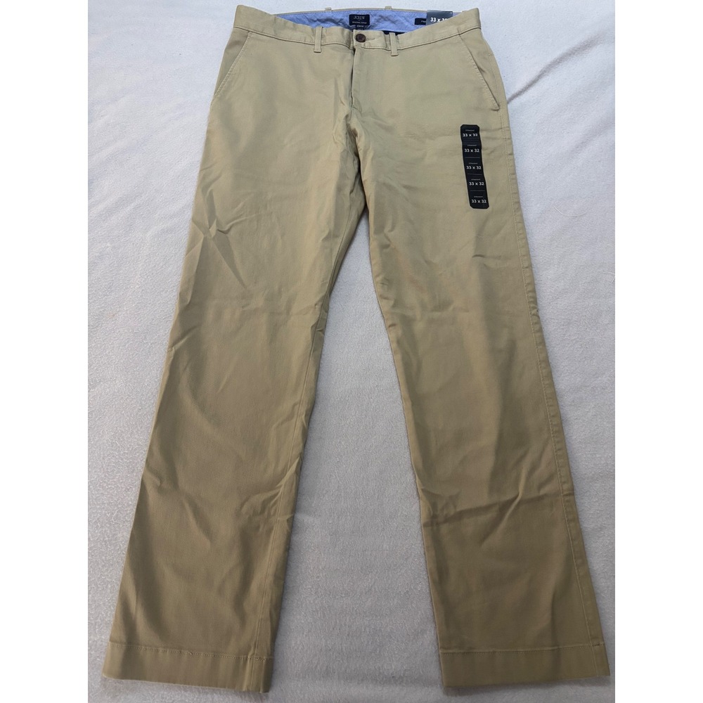 J.Crew Mens Original Chino Straight Fit Pants British Khaki 33x32 NA6266 NEW